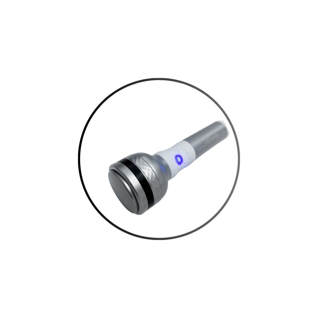 Aesthetic device handpiece with metal applicator tip