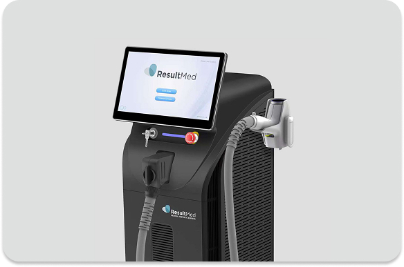 ResultMed aesthetic laser device with touchscreen on a floor unit