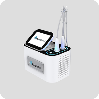 ResultMed compact tabletop laser device with two handpieces