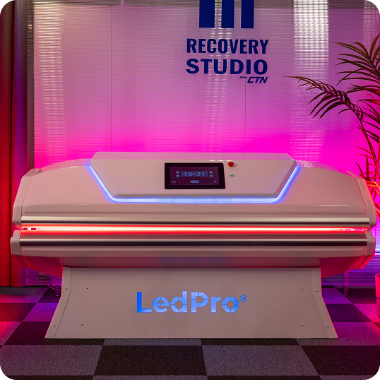 LedPro red LED light-therapy bed in a recovery studio