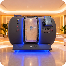 Two OxyPro hyperbaric oxygen chambers in a spa room