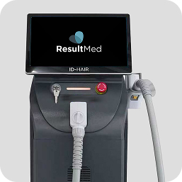 ResultMed iD Hair laser hair-removal device with touchscreen and handpiece