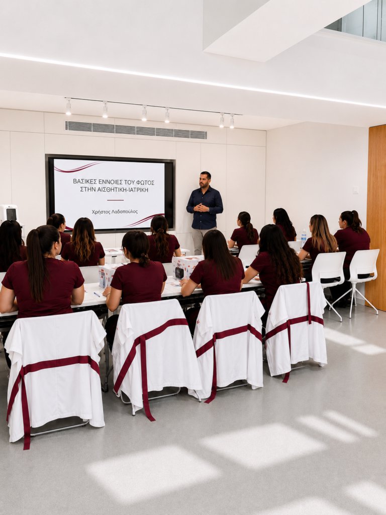 Training seminar with attendees seated and a presenter at the front