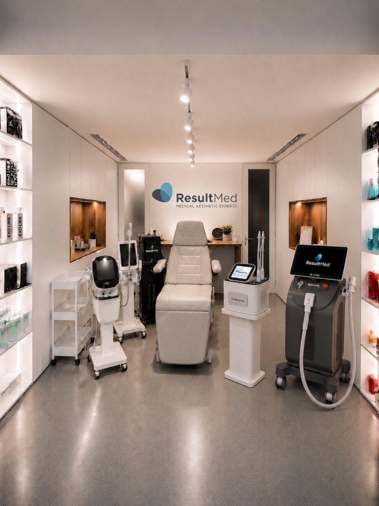 ResultMed treatment room with an aesthetic device and treatment chair